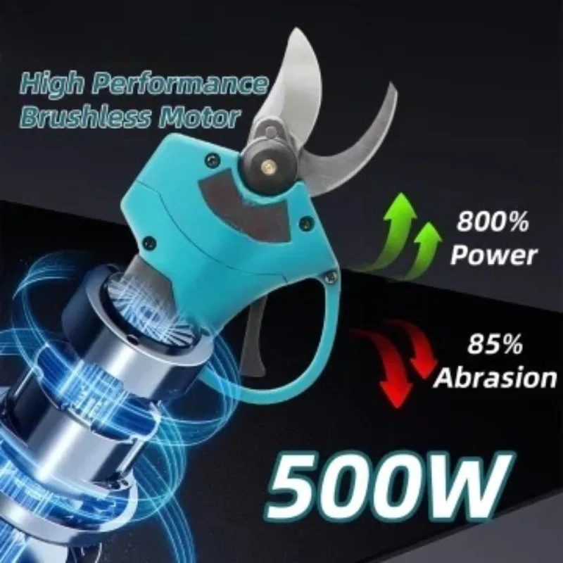 500W Brushless Electric Pruning Shears Cordless Garden Tree Pruner Shear Fruit Branch Cutter Fit For 18V Battery Power Tools