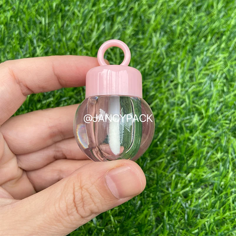 Süße Mini-Rosa-weiße Kugelform, leere Lipgloss-Röhre, Kunststoff, Make-up-Lipgloss-Behälter, kosmetische, nachfüllbare Flasche mit Ring