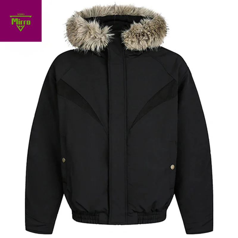 

Мужские куртки с меховым воротником, утепленные парки, пальто, повседневные свободные стеганые куртки с капюшоном, верхняя одежда