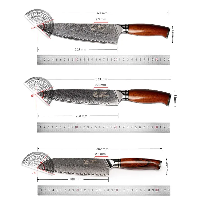 Imagem -06 - Yaranh Polegada Faca de Filé de Peixe 73 Camadas Japonês Damasco Cozinha Aço Inoxidável Salmão Sushi Faca e Dalbergia Punho Madeira