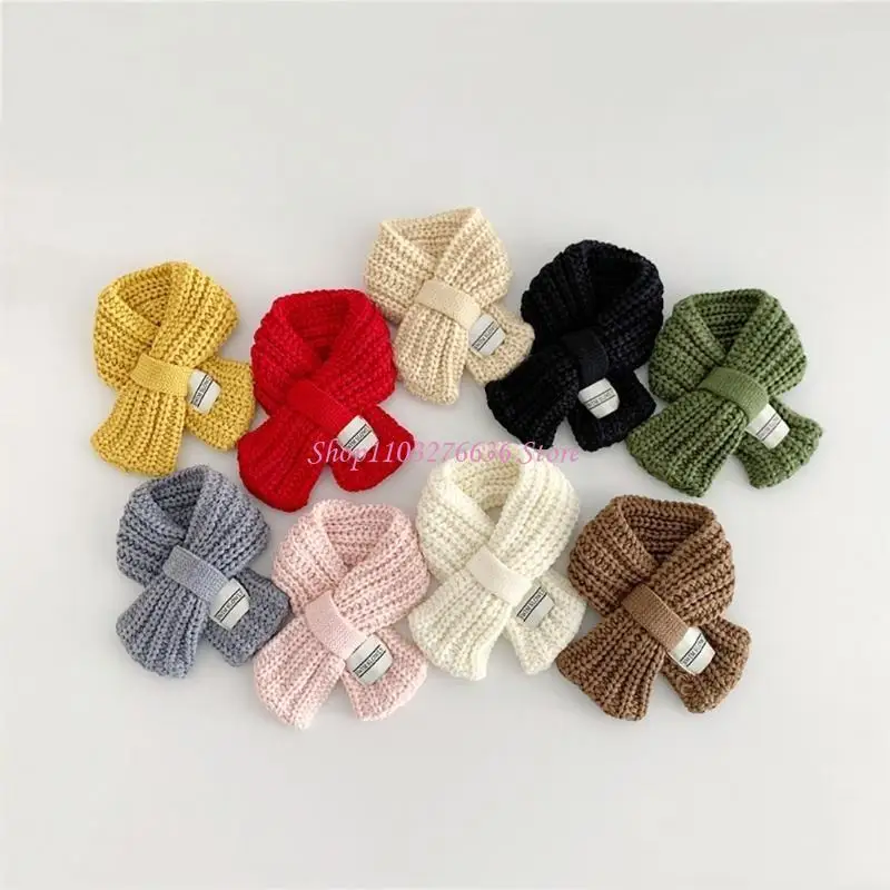R6FD Soft and Warm Kids Scarf Knitted Neck Warmer Cosy Neckerchief Breathable Scarves