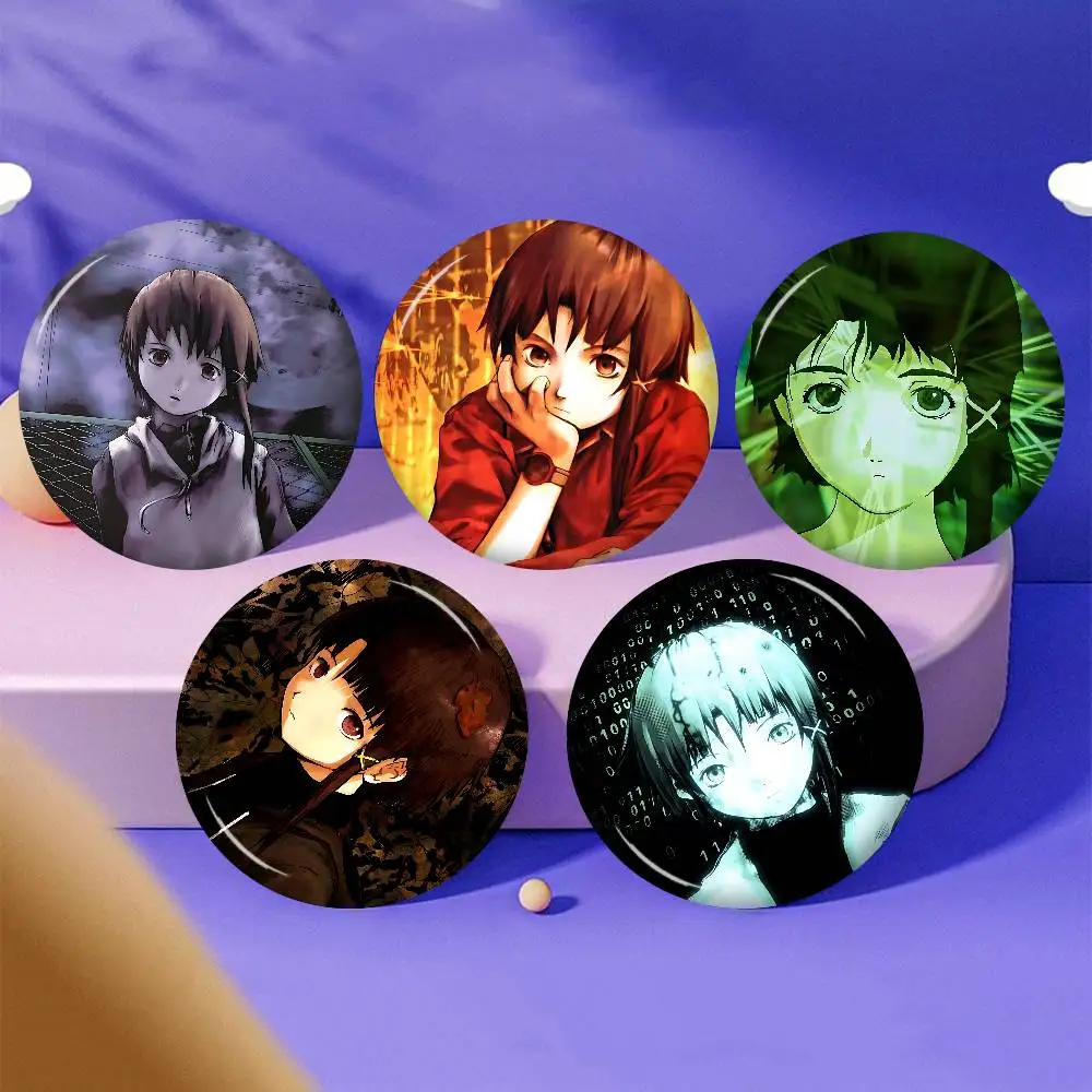 Anime Serial Experiments Lain Anime Button Pin Handmade Brooch for Clothes Cartoon Badge Backpack Decoration Jewelry Accessories
