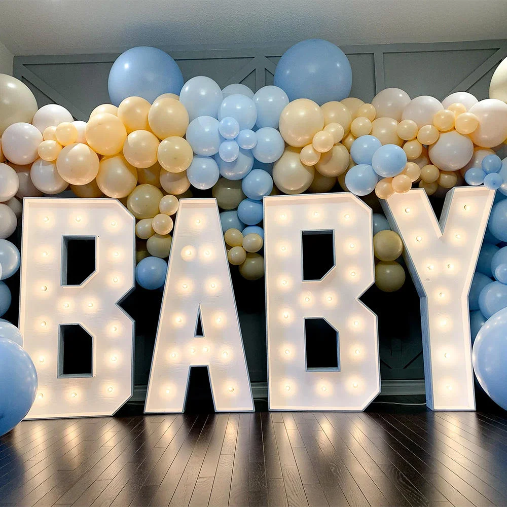 Huruf LED Raksasa FSDKX Oh Baby, Huruf LED Marquee 4ft, Angka Marquee LED Custom dari Logam