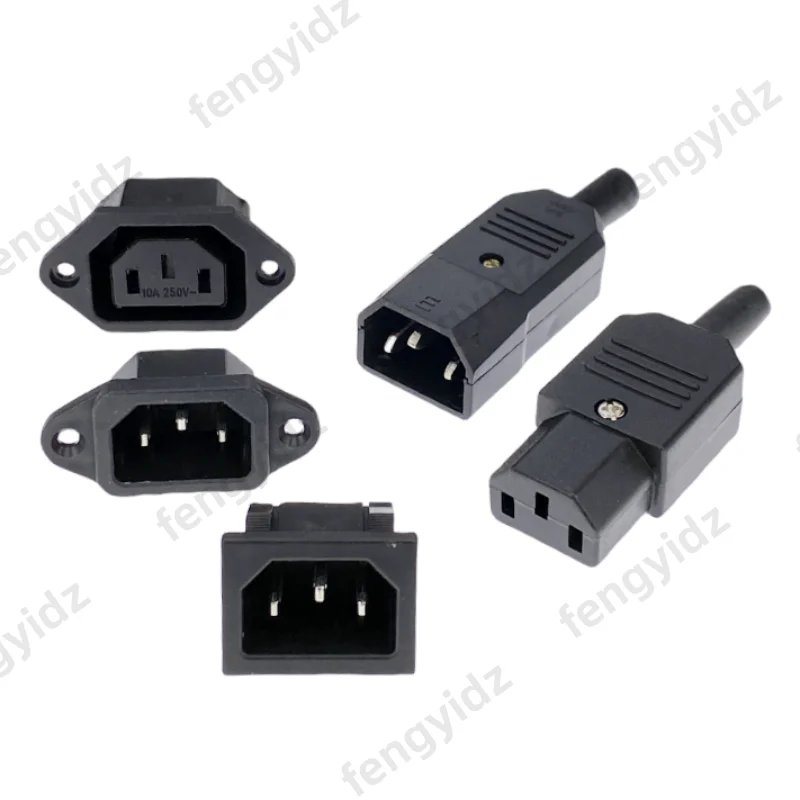 IEC320 C14 C13 Electrical AC Socket 3 Female Male Inlet Plug Connector 3pin Socket Mount