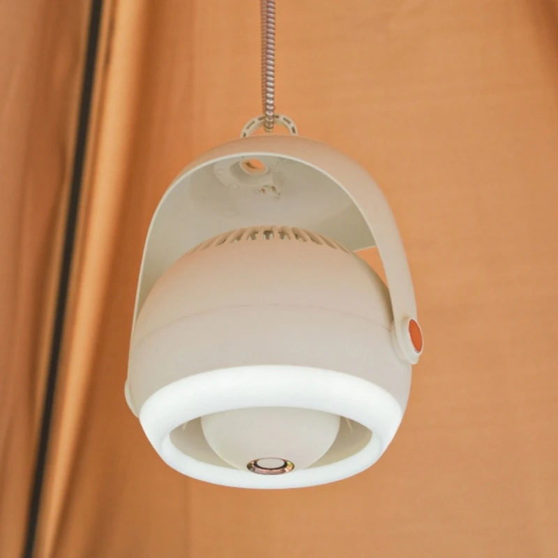 3-biegowy wiszący wentylator kempingowy Akumulatorowy wentylator biurkowy 1000 mAh wentylatorem USB oświetleniem LED