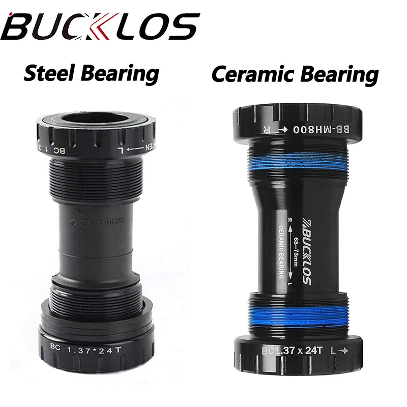 

BUCKLOS Bicycle Ceramic Bottom Bracket BB68/73MM Threaded BB MTB Sealed Bearings Road Bike 24mm Shaft Bottom Bracket Univesal