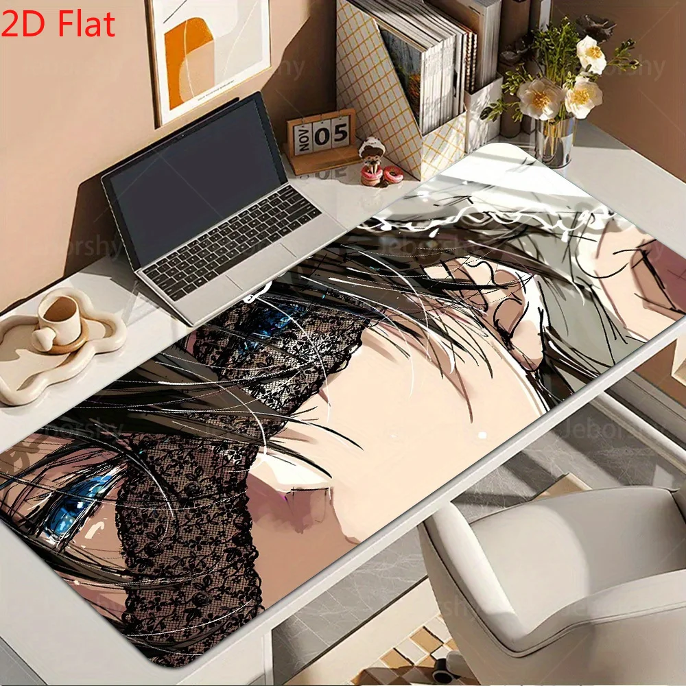 

Mysterious Anime Girl with Blue Eyes Desk Pad Non-Slip Gaming Mat