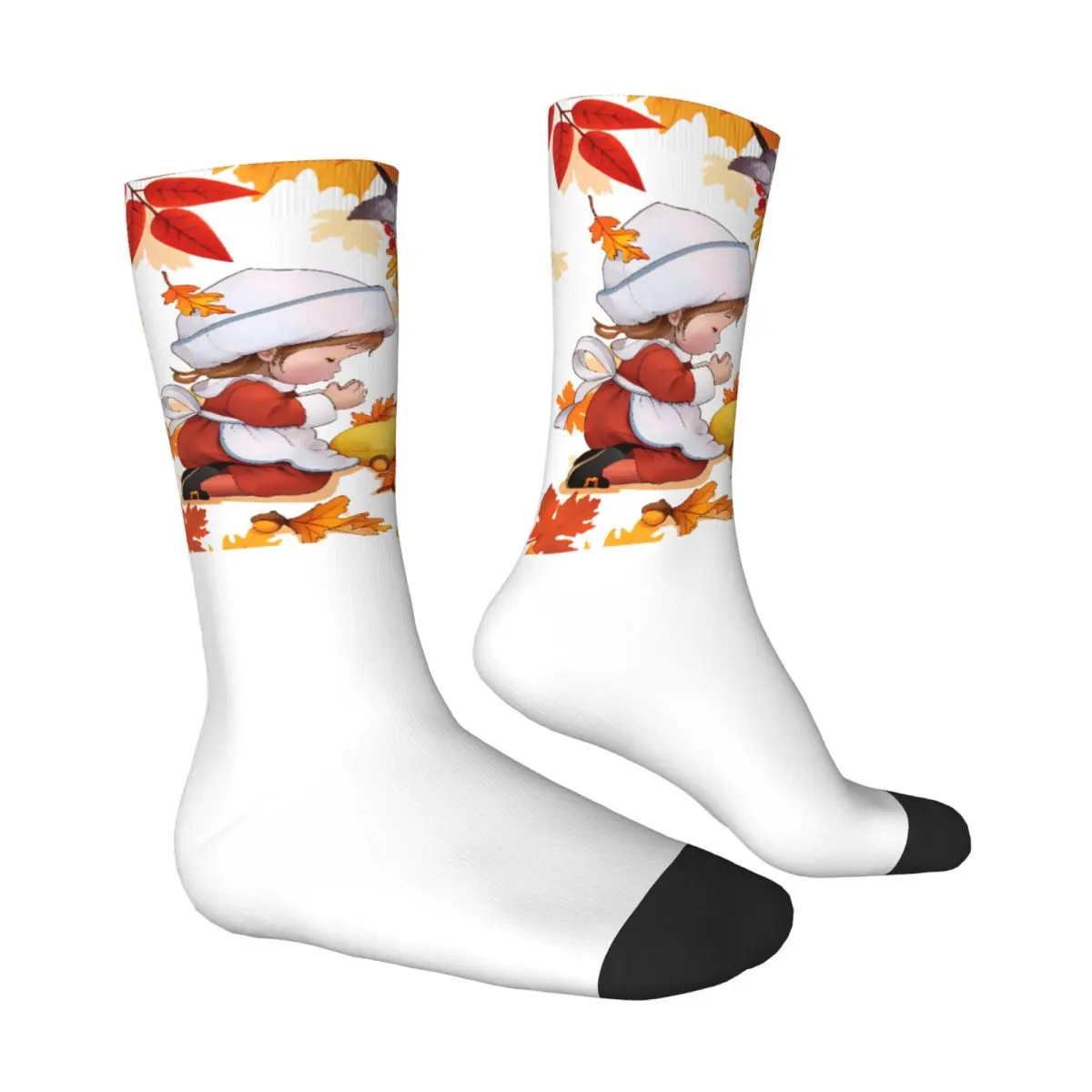 Chaussettes de jour de Thanksgiving pour hommes adultes, bas de cheminée, chaussettes de cyclisme chaudes et douces, chaussettes d'automne personnalisées, chaussettes coordonnantes