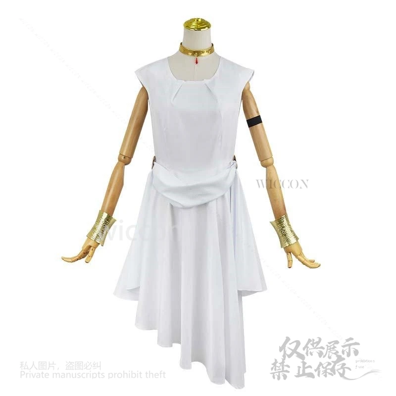 Anime Frieren: Beyond Journey's Cosplay End Costume Flamme White Dress Wigs Female Necklace Halloween Roleplay Party Customized