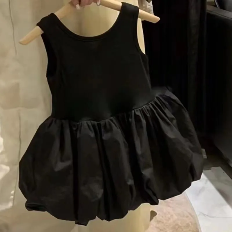 Kleinkind Babys Mädchen Rückenfreies Sling Kleid Baumwolle Solide Ärmellose Kinder Mädchen Kleid Lose Blume Knospe Kleid Für 2-8Y Kinder Mädchen – Detail 3