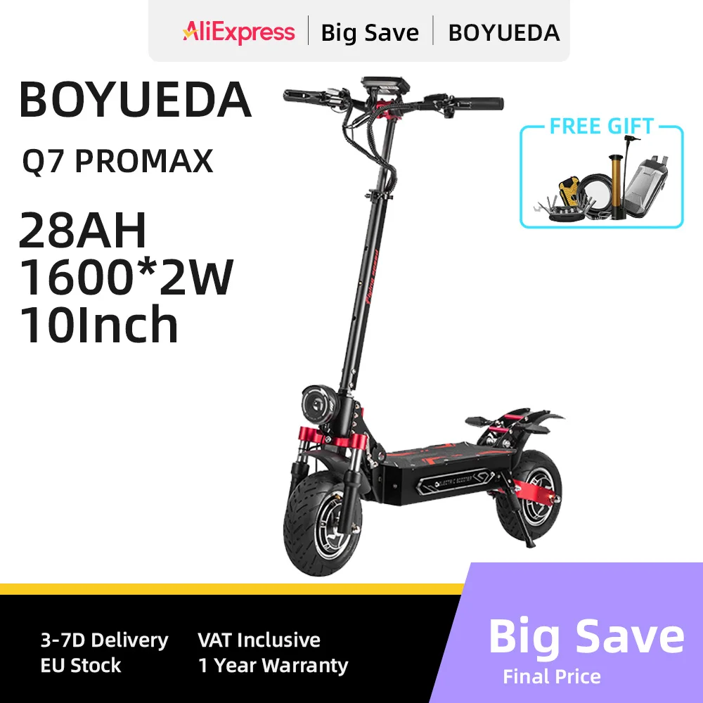 BOYUEDA Q7Pro Max E-Scooter 3200W doppio motore 52 v28ah batteria NFC attivato controllo App