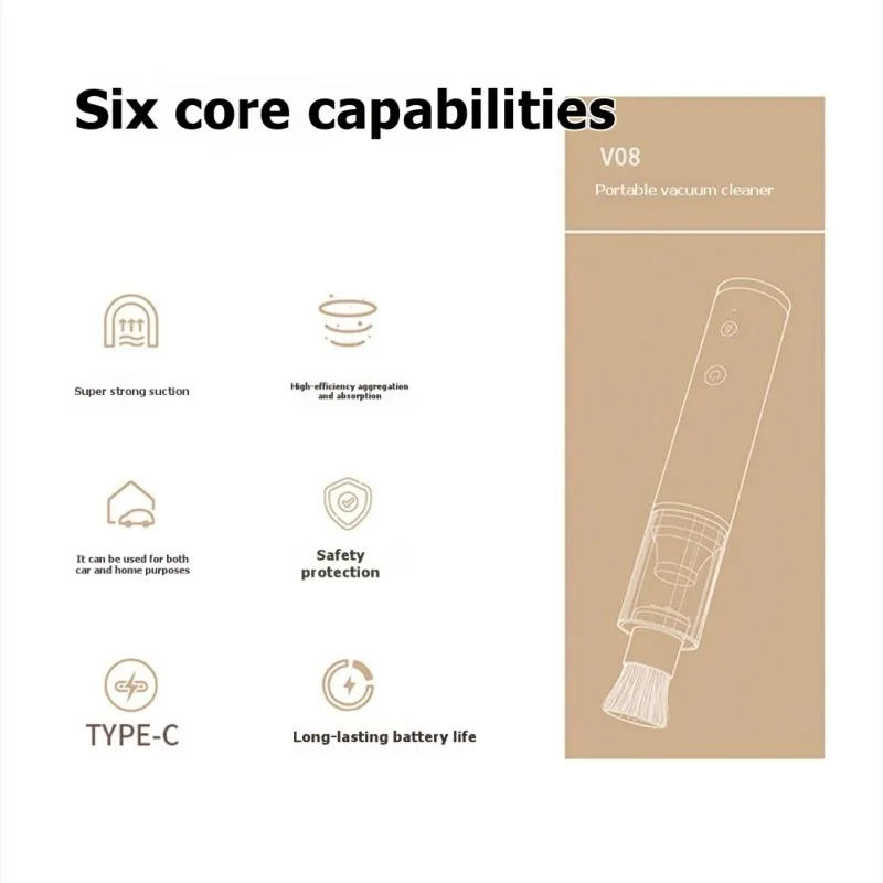 ABBN-Portable Handheld Vacuum Cleaner For Car And Home Use - Dual-Purpose, High Suction Power, White