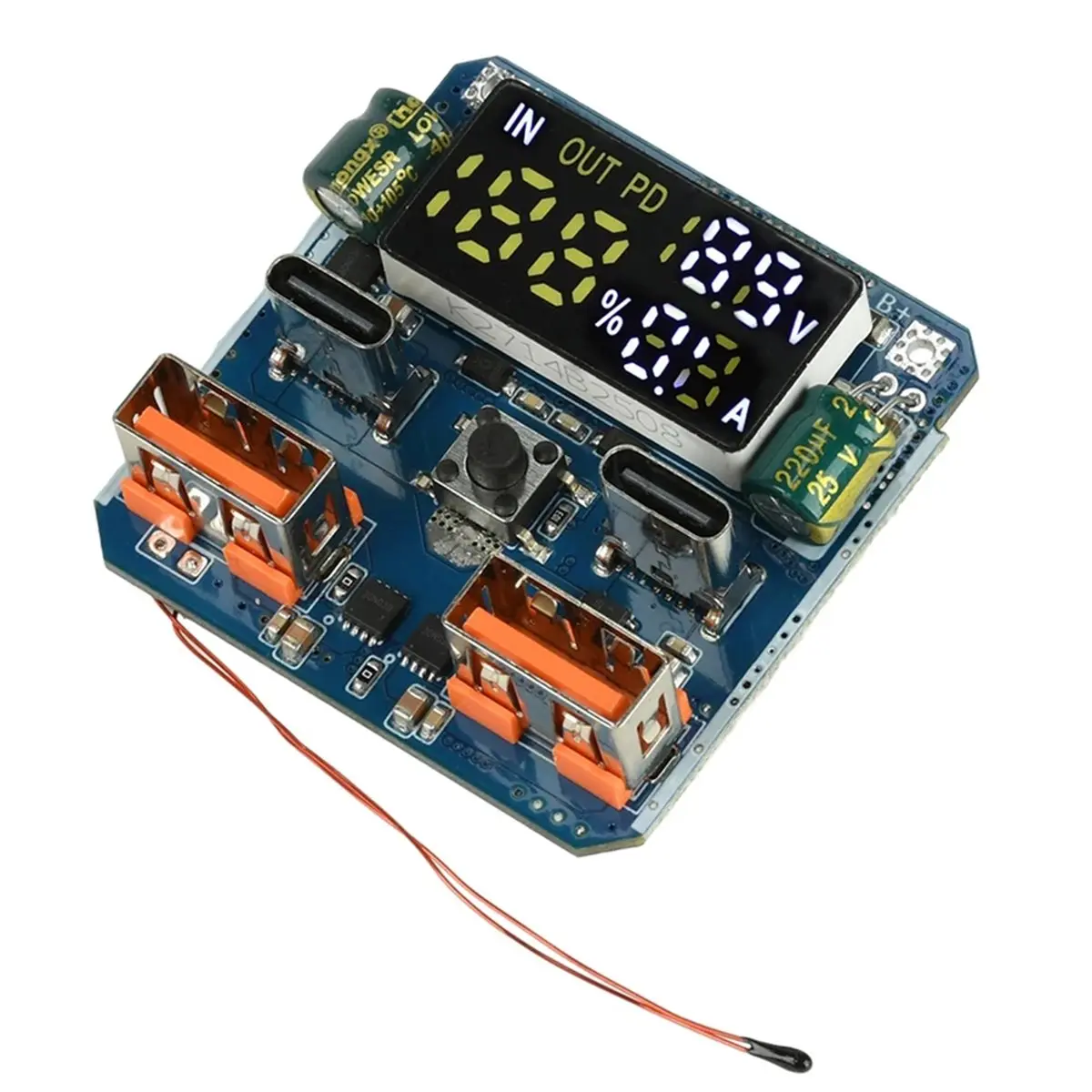 A43TBG LED Digital Display 4S PD 100W Lithium Battery Charge Discharge Board with Dual Type-C Ports