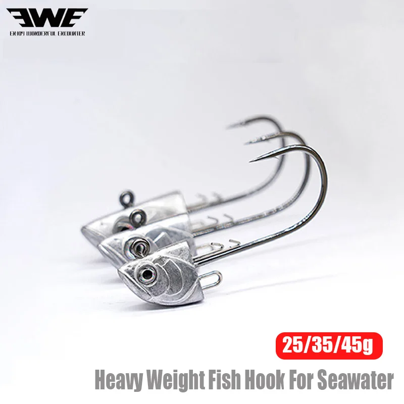 EWE 25/35/45 g JIG-Kopf, hohe Schwerkraft, maximale Zugkraft, 26 kg, HCS, 4-fach stärkerer Angelhaken und 10 g weicher Köder für Meerwasser