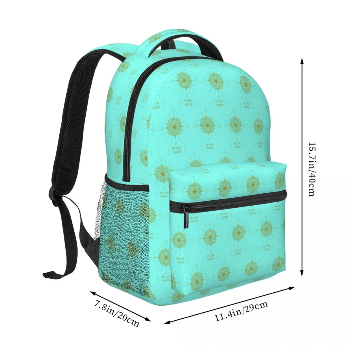 Be Like Water Mandala Zen Quote Backpack Student BookBag Kids School Bag Laptop Shoulder Bags for Boys Girls