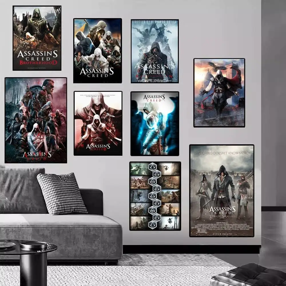Vidoe Game A-Assassins Creed Whitepaper ملصق مقاوم للماء ورقة ملصق مقهى بار ملصقات الحائط