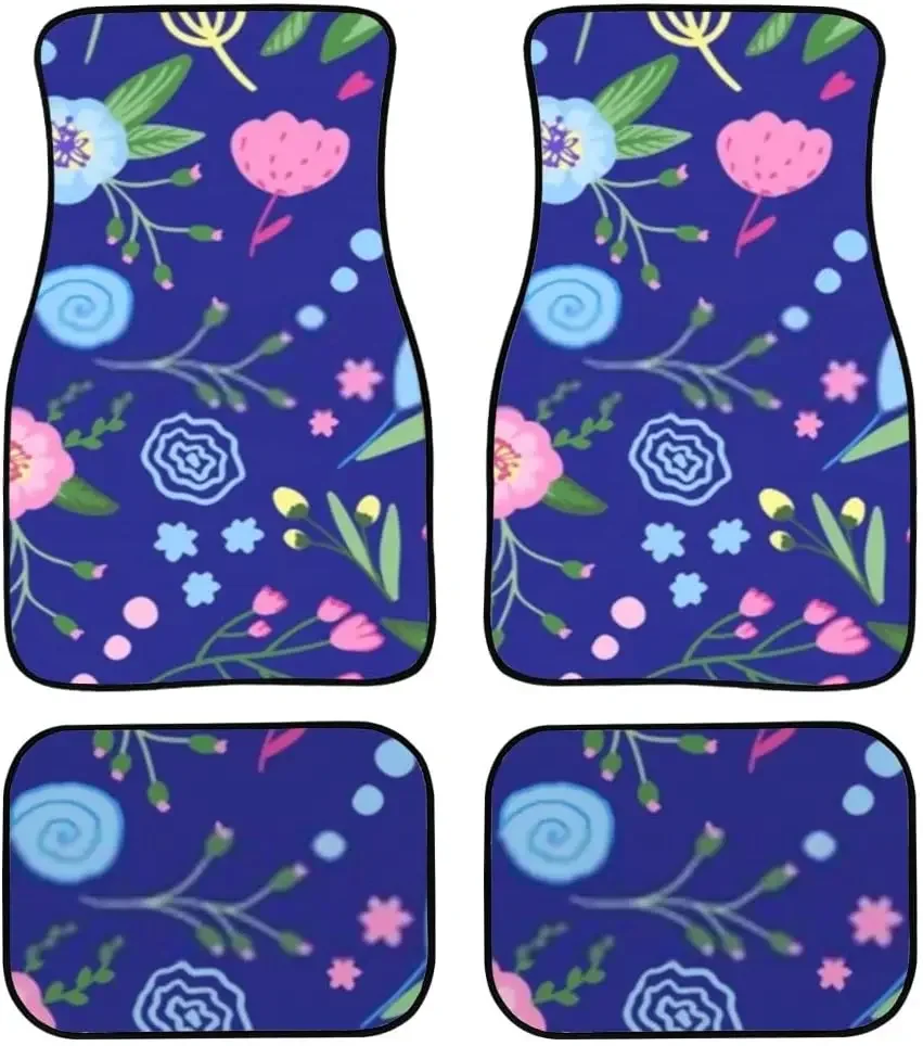 Car Floor Mats Cute Hand Drawn Flowers Pastel Print Design Carpet Car SUV Truck Floor Mats 4 Pcs, Truck Floor Mats