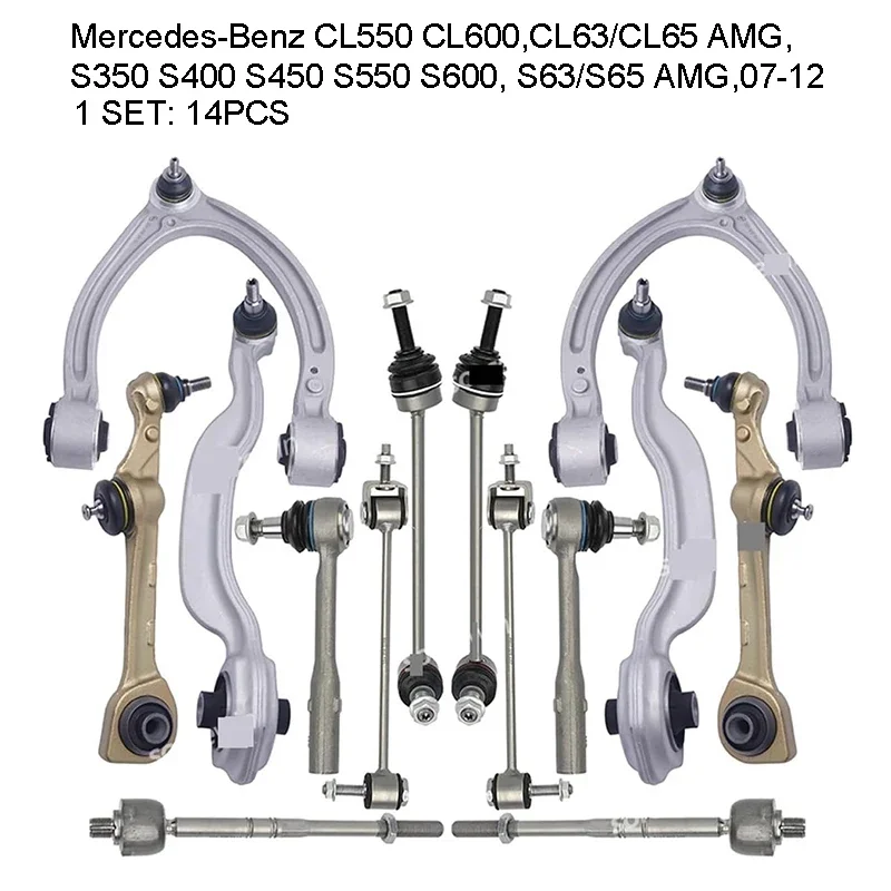 

14Pcs Front suspension kit control arm for Mercedes-Benz CL550 CL600,CL63/CL65 AMG,S350 S400 S450 S550 S600, S63/S65 AMG,07-12