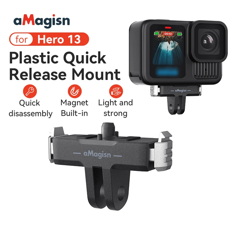 

Plastic Quick Release Mount for GoPro Hero 13 Black Magnetic Quick Disassembly Adapter Base for GoPro 13 Sports Camera Accessory