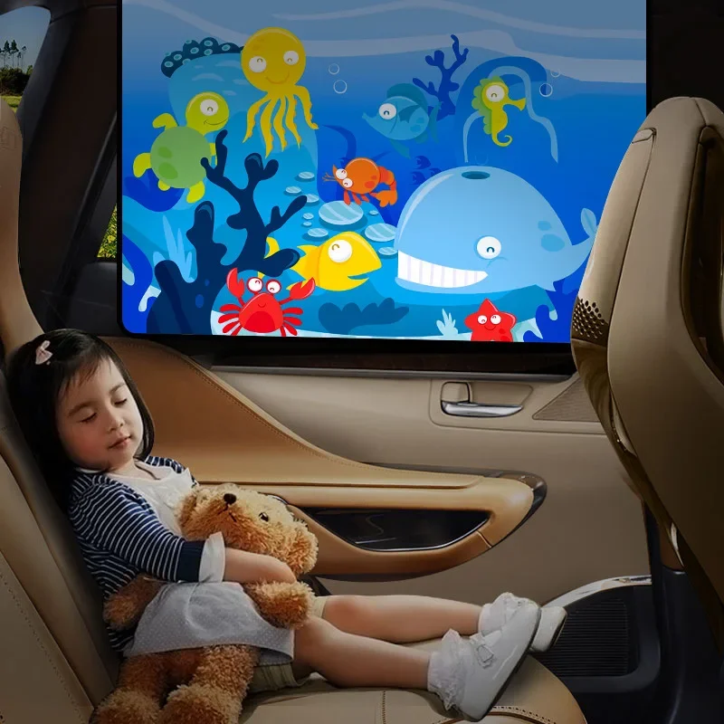 Magnetic Curtain in The Car Window Sunshade Cover Cartoon Universal Side Window Sunshade UV Protection for Kid Baby Children