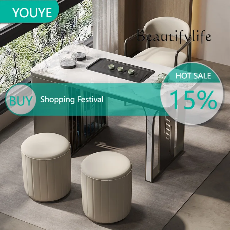 ชุดโต๊ะน้ำชาและเก้าอี้หินอ่อนอิตาลีระดับไฮเอนด์ สไตล์โมเดิร์นเรียบง่าย รุ่น X