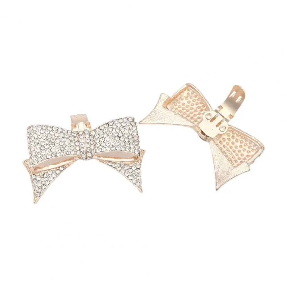 Excellent Bow Knot Patch Alloy Shoe Buckle Handicraft Clip Rhinestone Shoe Bow Knot  Decorate