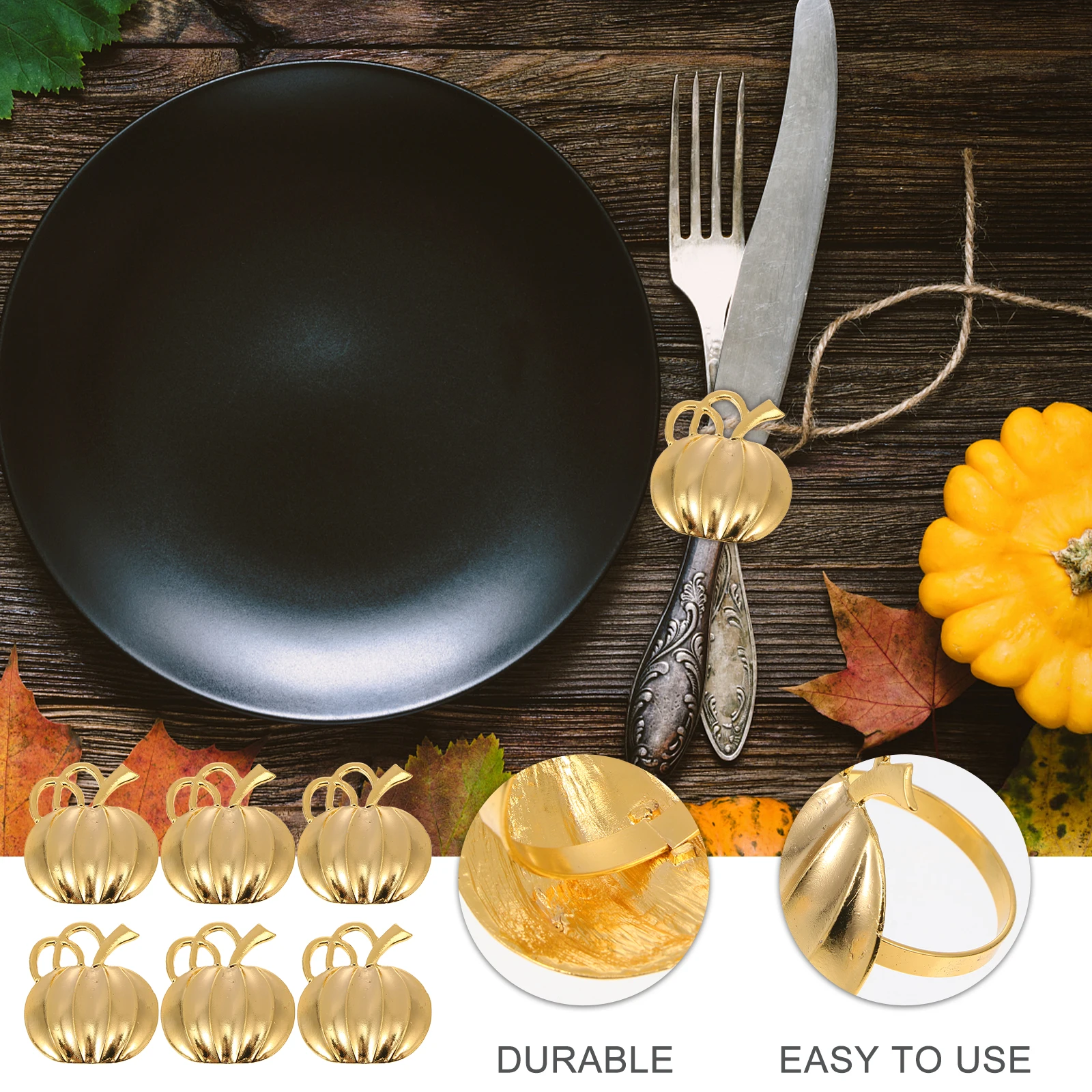 

6 Pcs Pumpkin Napkin Buttons Creative Buckles Decoration Rings Tableware Adornments Ornaments Home