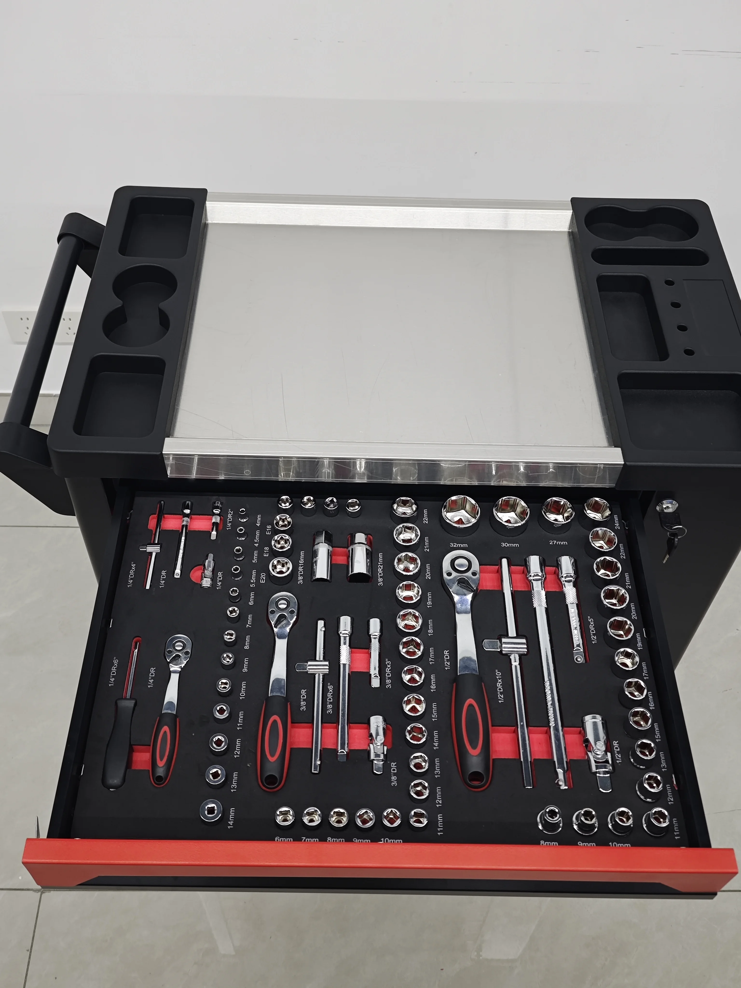 Customizable OEM 7-Drawer Tool Cart Side Cabinet Professional Automotive Tool Kit Included SPCC Material 250kg Load Capacity