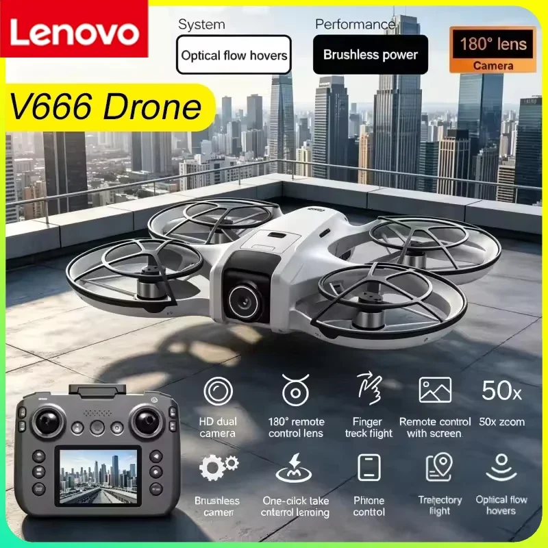 

Lenovo V666 Mini Drone 4K Professional Aerial 8k Dual Camera Intelligent obstacle avoidance Brushless Quadcopter RC Toy