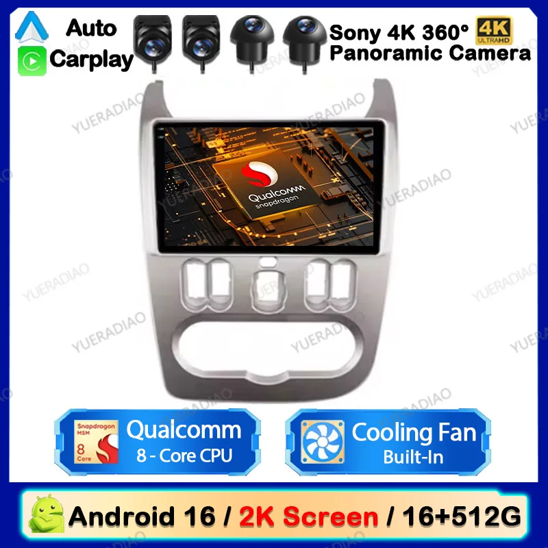 Android 16 Car Radio For Renault Logan 1 Sandero 2009 2010 2011 2012 - 2015 Largus Dacia Duster Multimedia Video Player GPS WIFI