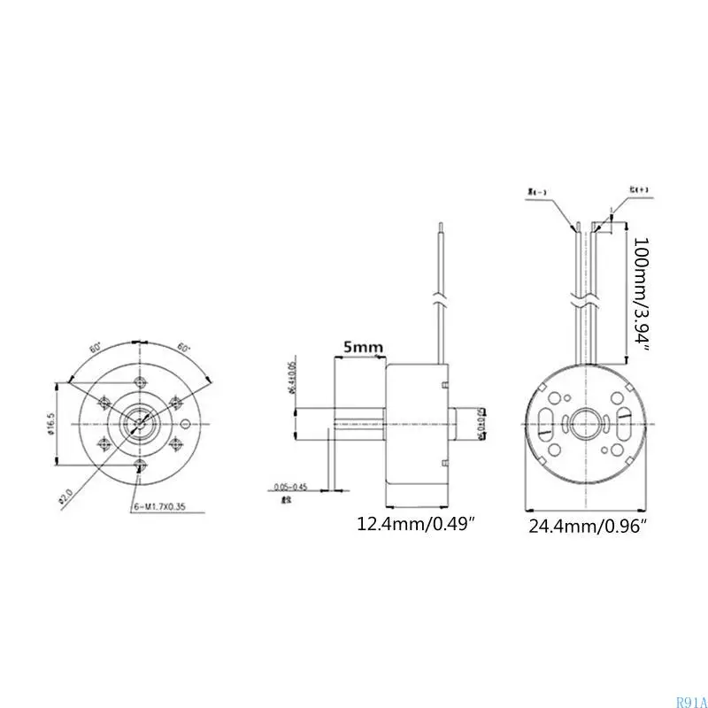 R91A Handheld Fan Motor Fast Speed DC1.5V-6.0V Voltages Ranging RF300 Fan Motor