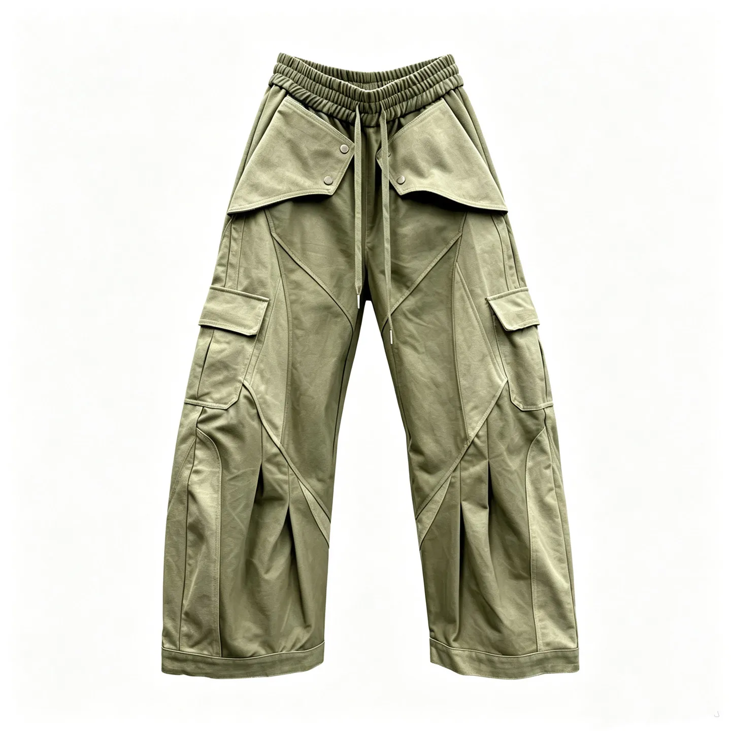 Design Sense  American Style Retro Washed Stand Cut Patchwork Cargo Pants Personality Wide Leg Trendy Loose Casual