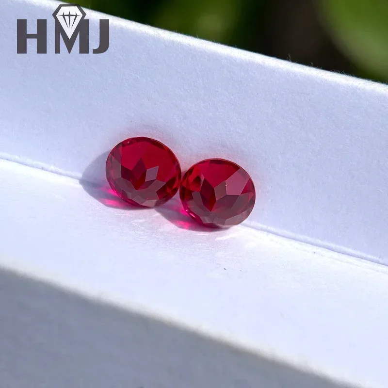 Lab Grown Ruby Pigeon Blood Red Round Shaped Rubellite Color for Charms Jewel Making DIY Ring Necklace Earrings AGLCertificate