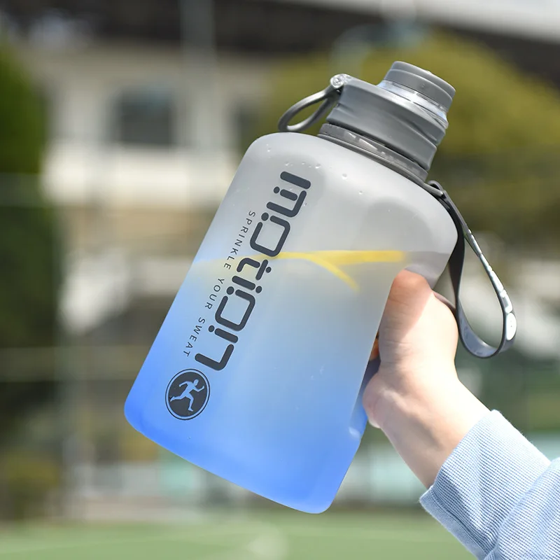 2200ml Sports Water Bottle With Straw Large Capacity Fitness Kettle With Scale Gradient Plastic Portable Water Bottle Outdoor 2L