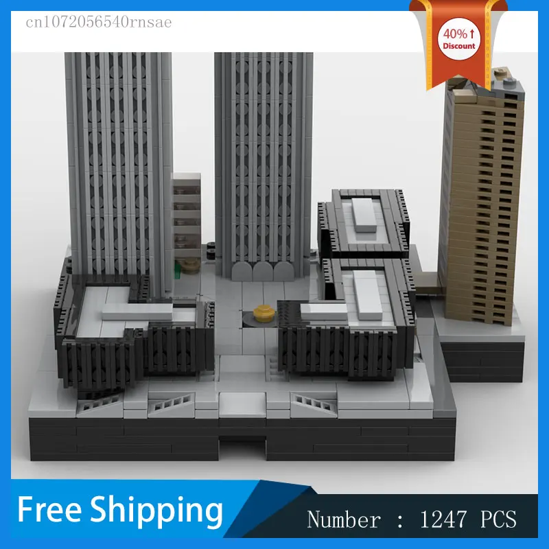 The World Trade Center MOC Building Blocks Twin Tower Model Urban Landscape Architecture Creative Assembly Toys Birthday Present