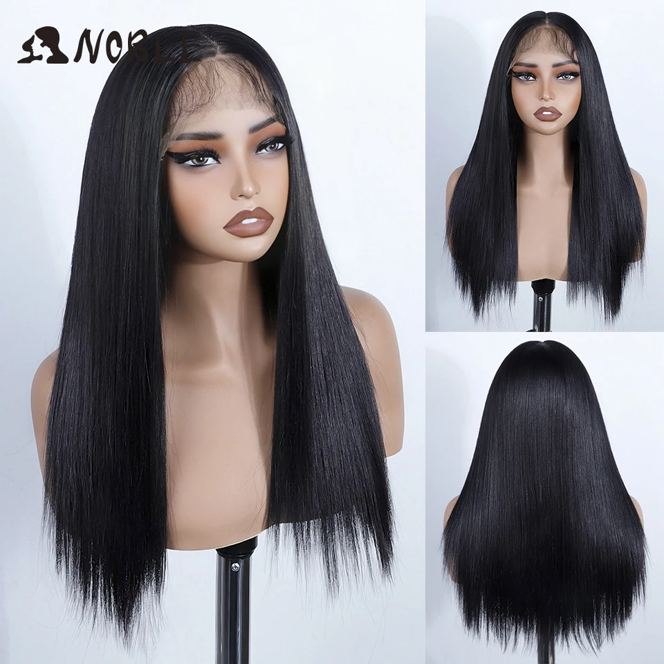 Noble Synthetic Lace Front Wig Straight Baby Hair Wig 22 Inch Lace Wig For Women 13X7 Lace Front Wig Ombre Blonde Cosplay Wig