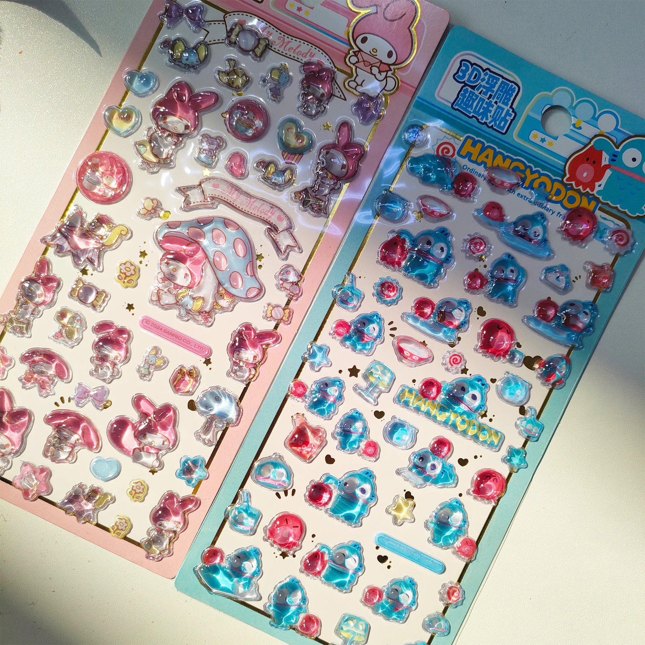 4pcs Sanrio 3D Relief Stickers - Cute Kuromi My Melody Decals Waterproof for Laptop Phone Fridge Scrapbook DIY Decor