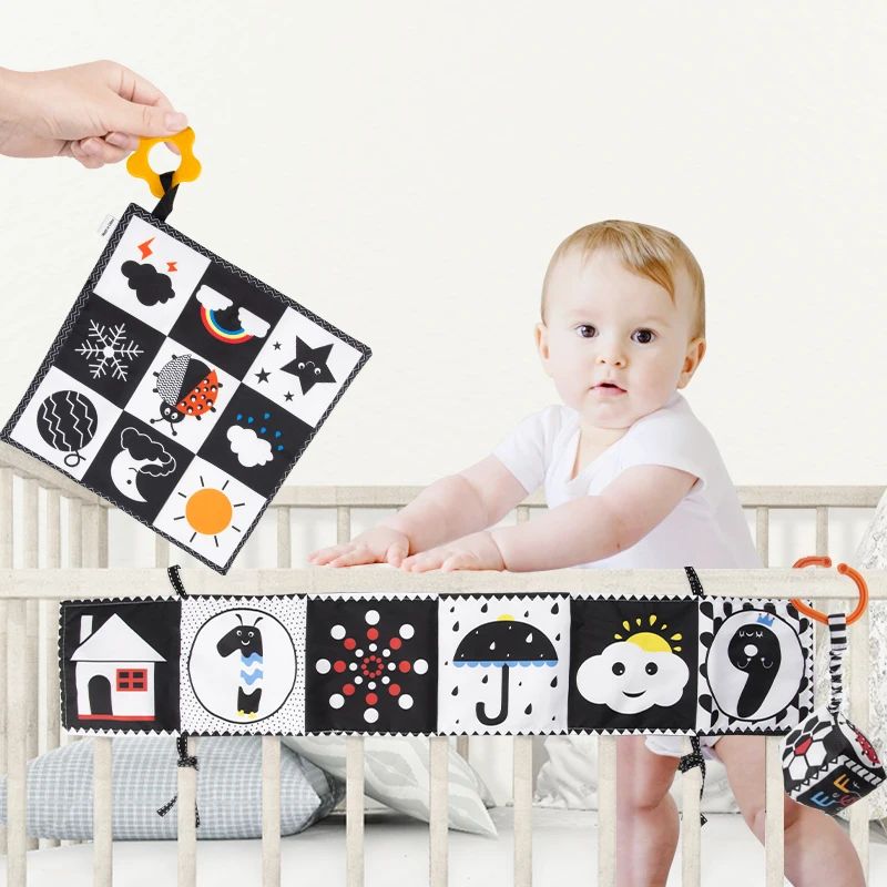 Black and White High Contrast Toys Soft Book for Baby Educational Toys Activity Bed Cloth Book Crib Toys for Newborn 0 12 Months