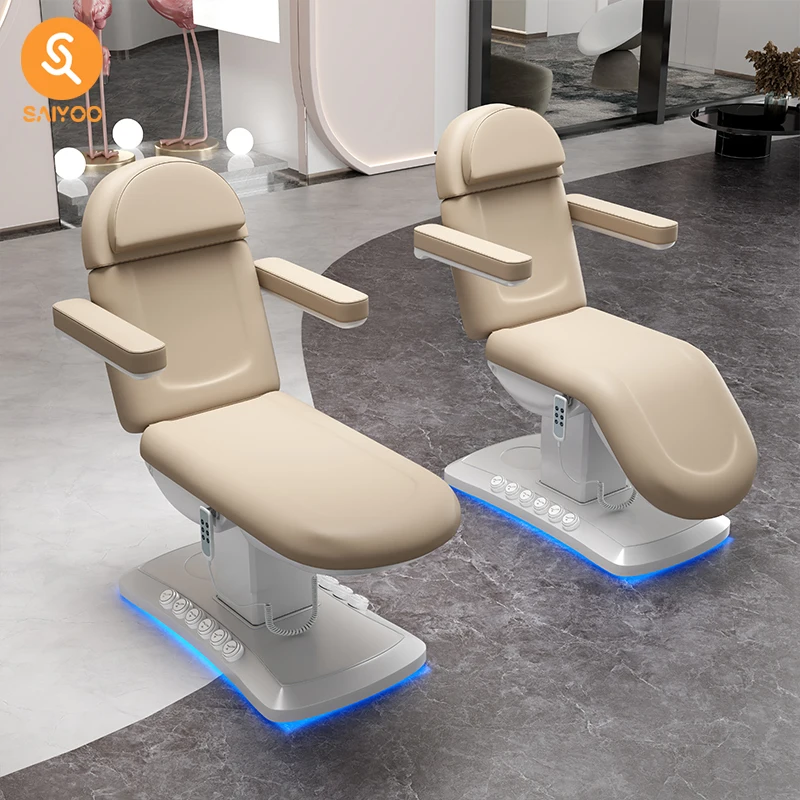 

Simple 3-Motor LED Folding Massage Table Multifunctional Leather SPA Bed