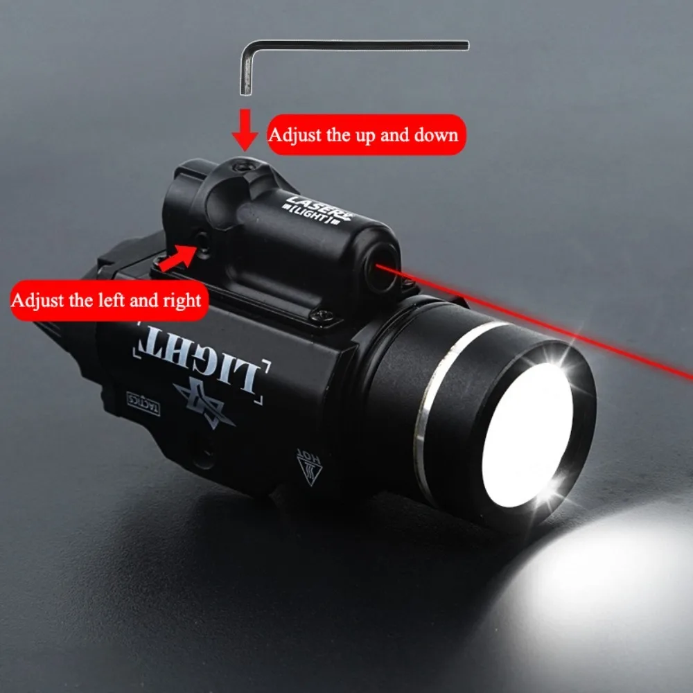 TR-1 Taktische Taschenlampe aus Metall mit Rot/Grün-Punkten, LED-Stroboskop, Waffenlicht für Outdoor-Jagd, passend für Picatinny-Führungsschiene 20mm, Bodenmontage – Detail 8