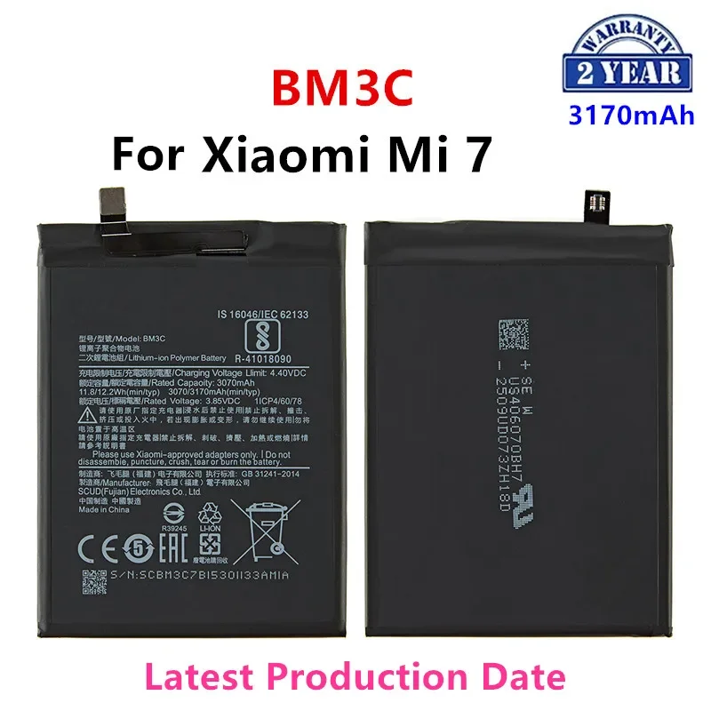 

100% Orginal BM3C 3070mAh Battery For Xiaomi 7 Mi 7 Mi7 BM3C High Quality Phone Replacement Batteries