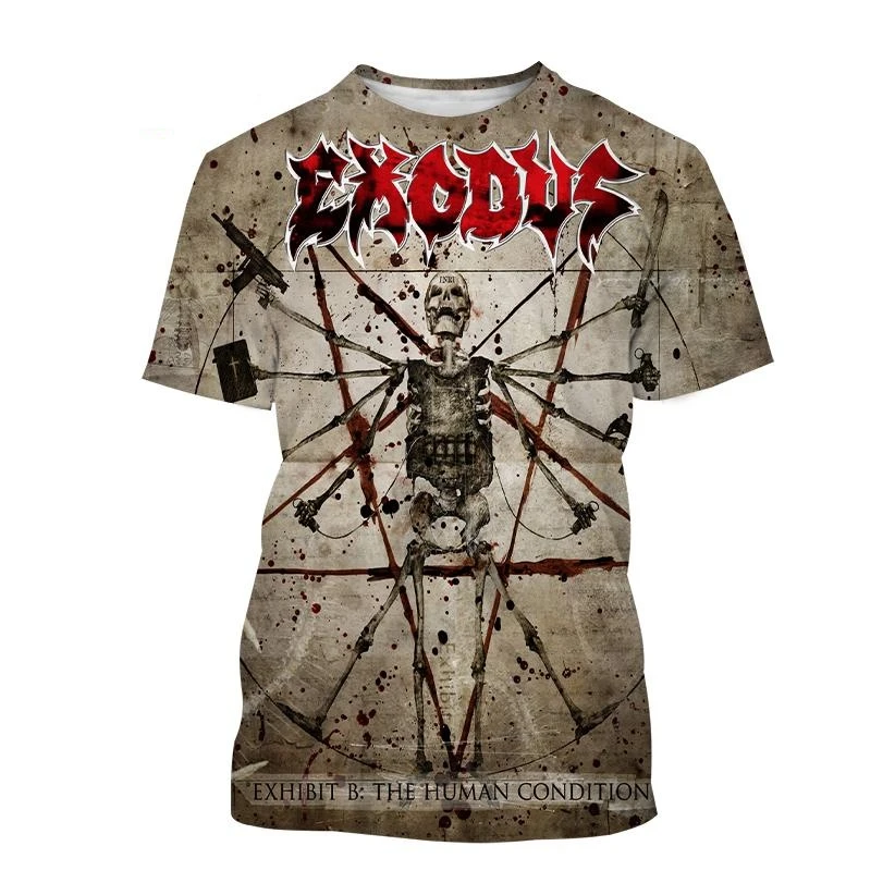 Hot Sale Exodus Personalized Printed 3D T-shirt Personalized Band Hip-hop Men and Women Casual Cool T-shirt Harajuku Street Punk