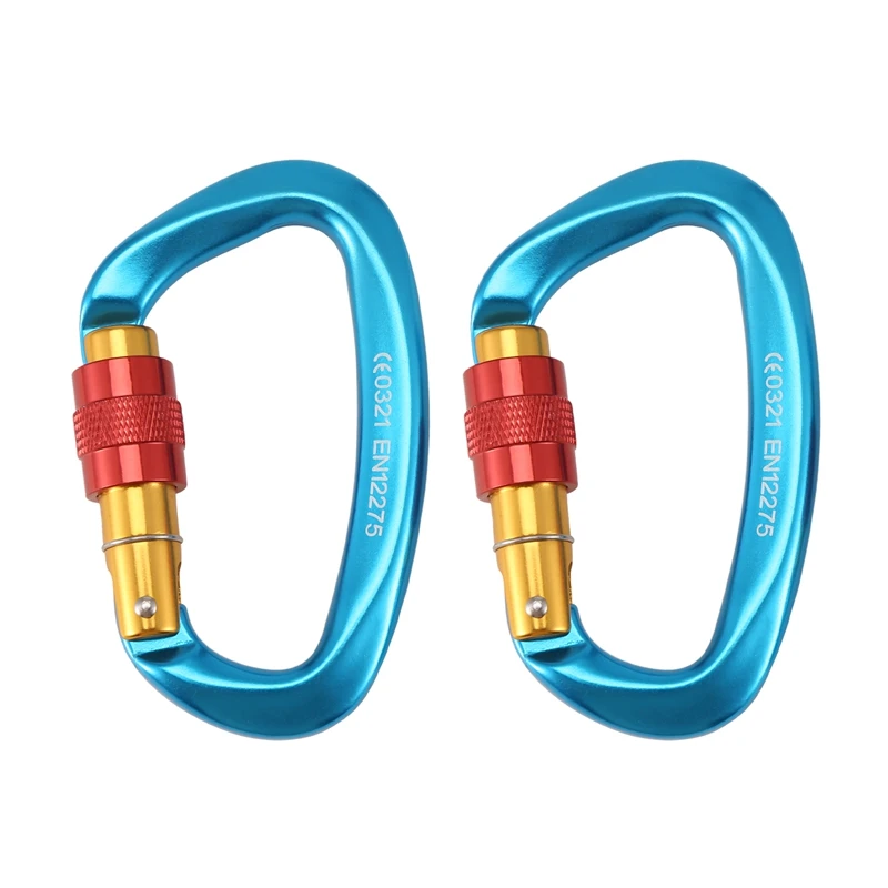 

LALA 2 шт. 25 кН карабинный зажим D-образный крючок из алюминиевого сплава альпинистское оборудование для пеших прогулок, кемпинга, крючков для рюкзака