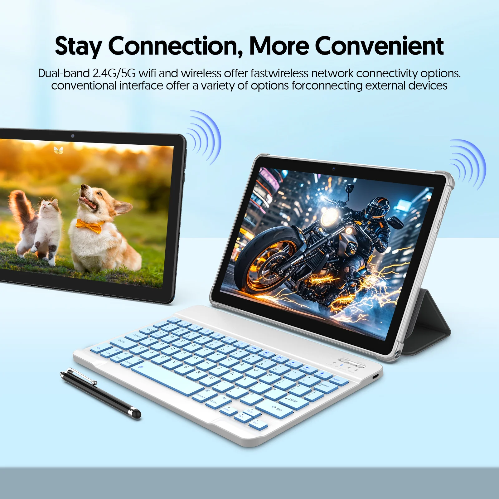 Tablet Android 13 de 10 polegadas, processador quad-core, 7 GB (expansão de memória 3G + 4G) RAM + 64 GB ROM, câmeras duplas, WiFi, Bluetooth