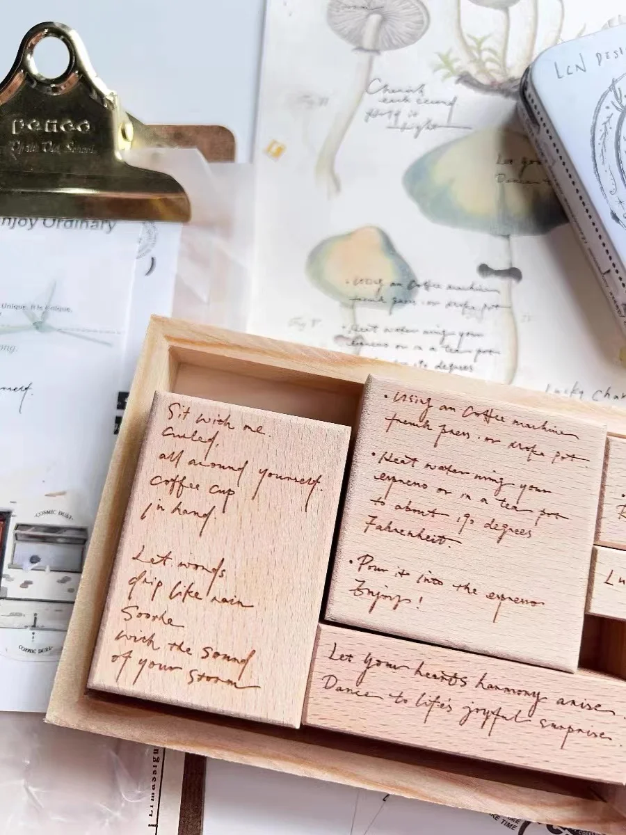 Vintage Handwritten English Wooden Rubber Stamp for DIY Scrapbooking Photo Album Card Making