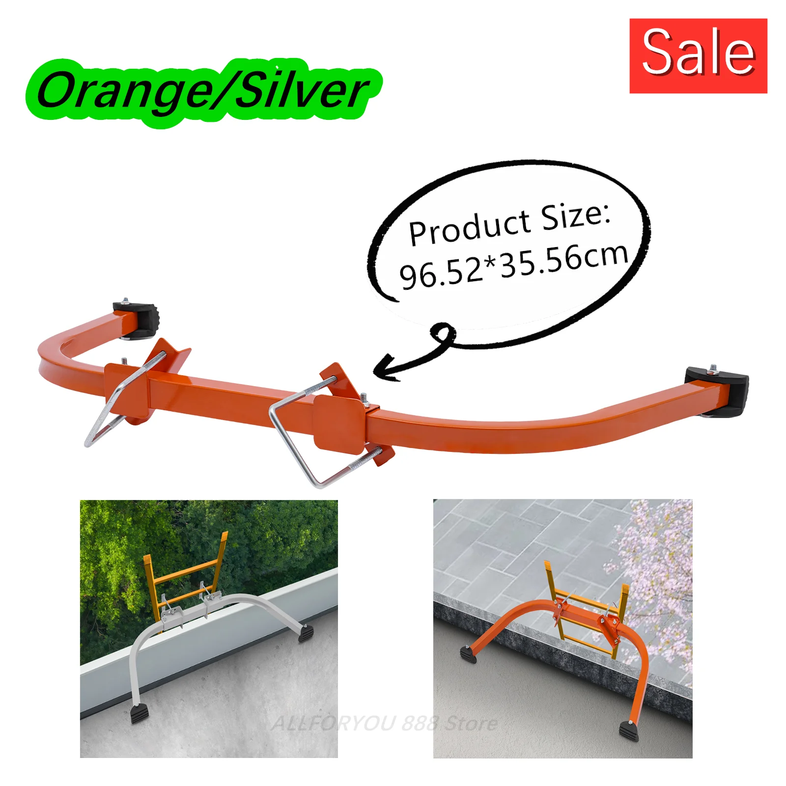 Ladder Stabilizer Orange/Silver Portable Wall Ladder Standoff for Roof Gutters Repair Working