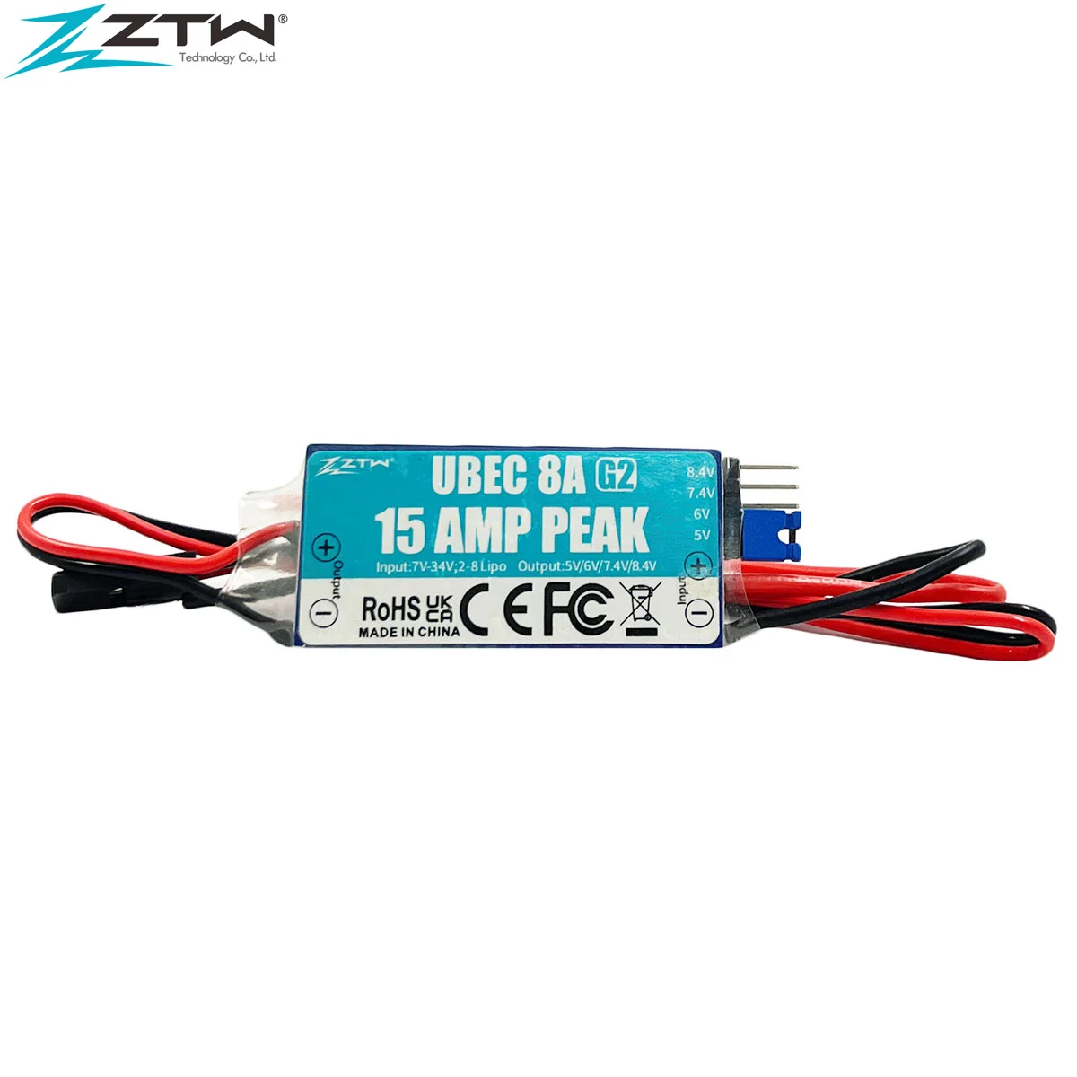 

ZTW Модернизированный UBEC 8A G2 Peak 15A регулируемое выходное напряжение 5 В/6 в/7,4 В/8,4 в внешний BEC RC Запчасти для моделей аксессуары