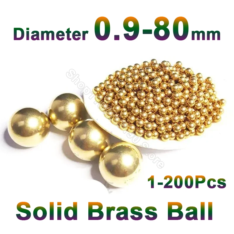 

1-200pcs Solid Brass Precision Ball H62 Pure Copper Round Balls Beads Electrical Instrument Accessories 0.9/1/1.2/1.8/2/2.5-80mm