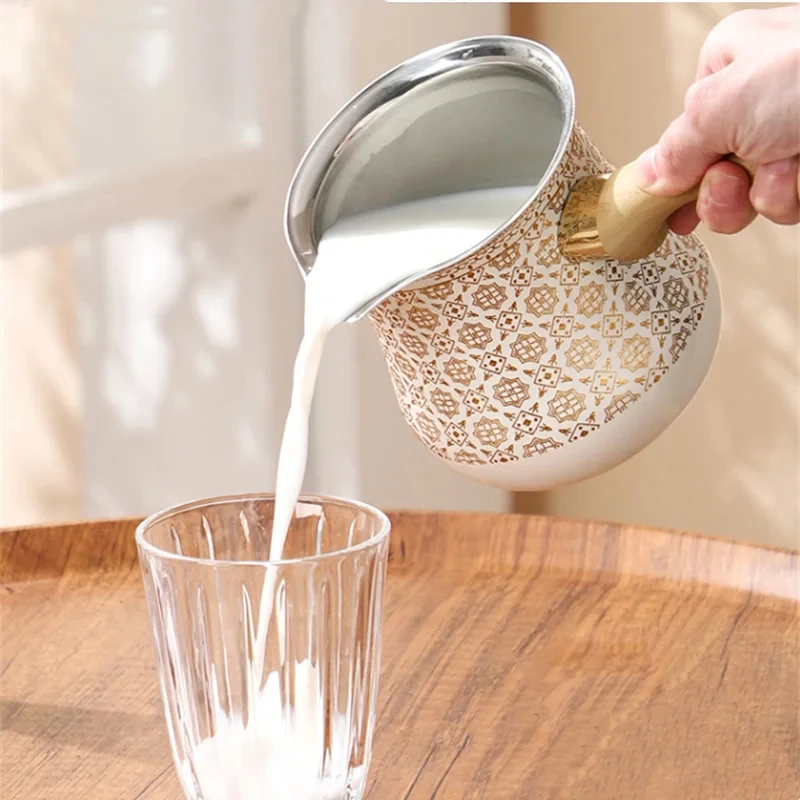 إبريق قهوة من الفولاذ المقاوم للصدأ مع غطاء، كوب حليب زبدة الشوكولاتة، إبريق القهوة والشاي، وعاء موكا للمطبخ المنزلي والمكتب