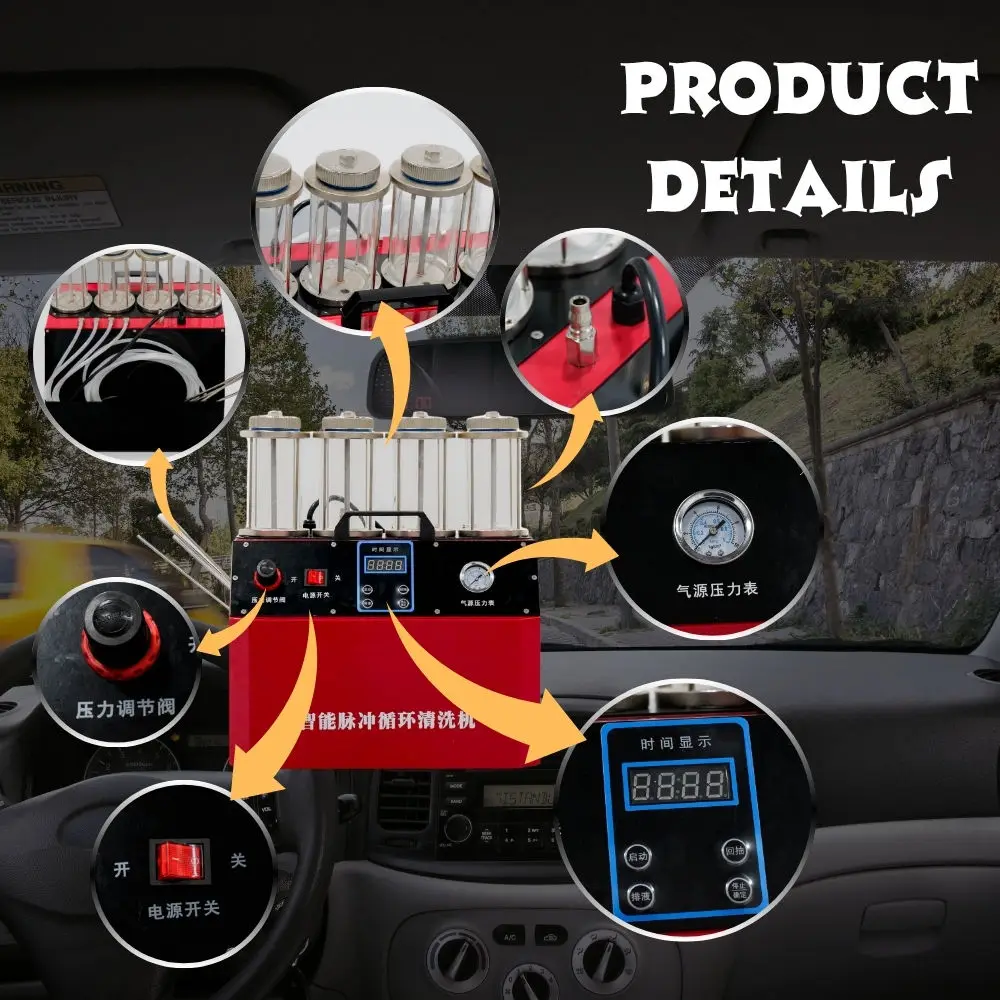 Professional 12V Intelligent Pulse Circulating Cleaning Machine BZDO-A8 for Car Engine Carbon Cleaning with Metal Components